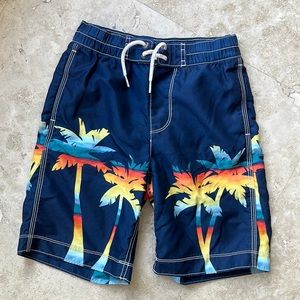 💕HP 7/27💕Gap boys swim shorts - blue w/multi colored palm trees - size M